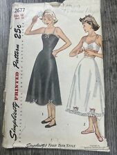 VTG 1949 Simplicity Sewing Slip Bra Petticoat Pattern 2677 TEEN Size 16 picture