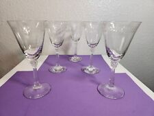 Antique Crystal FOSTORIA LAUREL TALL FOOTED WATER GOBLETS Set of 5, Discontinued picture