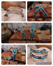 ZUNI signed B. SANCHEZ Sterling Silver & Turquoise NEEDLE POINT EARRINGS picture