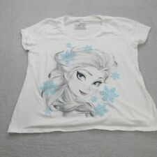 Disney Store T Shirt Womens 2XL Princess Elsa White Glitter Snowflakes Frozen picture