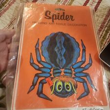 Vintage A Beistle Creation Hanging Blue Spider Halloween picture
