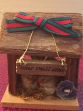 Vintage Enesco Wooden Bird House W/ Birds Home Sweet Home Cottage/Holiday picture