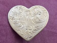 Rare Vintage Signed Sterling Silver Engraved Heart Concho Scarf Sash Belt Buckle picture