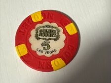 $5 golden nugget vintage yellow stripe obsolete las vegas  casino chip  picture