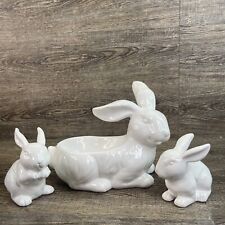 VTG Walgreens Co. Ceramic Dolomite White Rabbit Bunny Set Of 3/ Damaged/Read picture