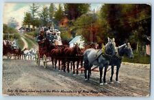Farmington New Hampshire Postcard Tally Ho Stage White Mountains c1910 Vintage picture
