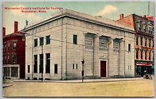 Worcester Massachusetts c1910 Postcard Worcester County Institute Savings Bank picture