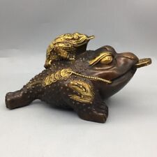 Antique Bronze Double Golden Toad Pendant Craftsmanship Hot Sale Ornaments picture