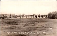 Real Photo Postcard River Scene and Dam in Little Falls, Minnesota picture