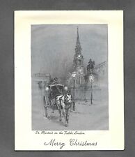 Vintage 1940s St Martin's In The Fields London CHRISTMAS CARD Trafalgar Square picture