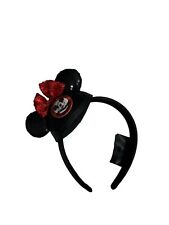 Disney Parks Mickey Mouseketeers Black Sequin Minnie Ears Headband Adult Size picture