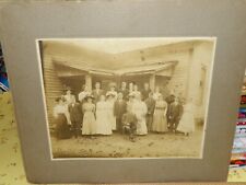 Antique Vintage Large Cabinet Card Photograph Family Portrait House in Back picture
