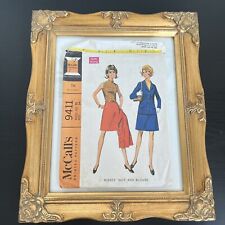 Vintage 1960s McCalls 9411 MCM Skirt Suit + Blouse Sewing Pattern 12 34 XS CUT picture