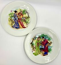 PAIR OF DELIGHTFUL CABINET PLATES, JAPANESE MAN & WOMAN, HUTSCHENREUTHER SELB picture