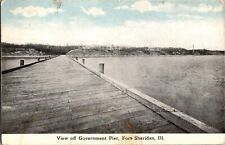 View Off Government Pier, Fort Sheridan IL c1917 Vintage Postcard R41 picture