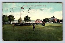 Fort Totten NY-New York, Saluting The Colors, Antique, Vintage c1910 Postcard picture