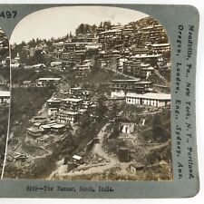 Shimla India Lakkar Bazaar Stereoview c1905 Keystone Mountain Ridge Market H661 picture