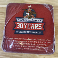100X Anheuser-Busch 30 Years Of Leading Responsiblity Beer Coasters NIP picture