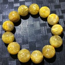 Natural Gold Rutilated Quartz Crystal Round Beads Bracelet 18mm S842 picture