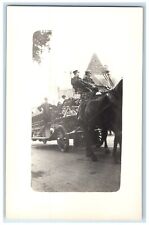 1913 Fire Department Parade Horse Engine Patriotic Orange NJ RPPC Photo Postcard picture