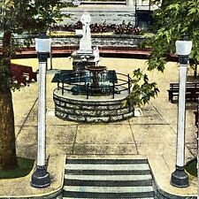 Vintage Eureka Springs, AR Linen Postcard Basin Circle Park Fountain Posted 1949 picture