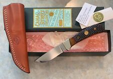 BEAUTIFUL CANAL STREET JIGGED AMBER KNIFE W/ SHEATH NEVER USED IN BOX BRST3 picture