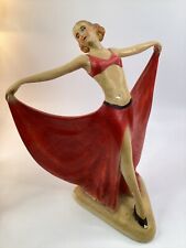 Antique Art Deco Chalkware Dancing Lady Ceramic Figurine Statue 14” tall (F2) picture