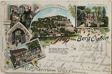 34874 Litho Ak Gruß by The Berg Oybin Church Village Ruins Friedhof Beer 1903 picture