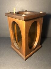 VINTAGE SOLID WOOD LANTERN AMBER GLASS PANES - CANDLE picture