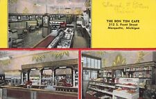 Interior Views Bon Ton Cafe Marquette Michigan MI Linen c1940s Postcard picture
