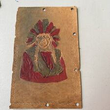 LEATHER Postcard c1906 Indian Chief Embossed 5.25x3.25” picture