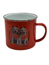 NWT Old Navy Halloween Large Enamel Mug Puppy Dogs Trick Or Treat Pumpkin Orange picture