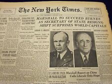 1947 JAN 8 NEW YORK TIMES - MARSHALL TO SUCCEED BYRNES AS SECRETARY - NT 101 picture