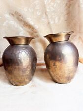 Set Of Two Vintage Brass Vases 6.5” picture