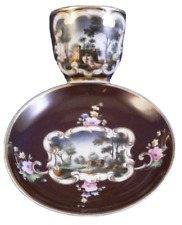 Antique 19thC Russian Porcelain Scenic Cup & Saucer Porzellan Tasse Russia Scene picture