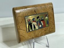 Vintage ANTIQUE 18TH CENTURY BURL WOOD SNUFF BOX - Hand Painted 3.25