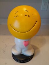 Big Smile Vintage 1971 Play Pal Plastics 10 1/2” tall Coin Bank With Pink Heart picture