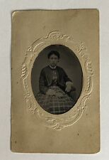 Antique Victorian Old Tintype Photo Woman Pretty Lady Identified Tin Type picture