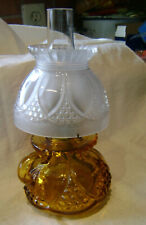 Antique Miniture Oil Lamp Imperial Amber Blown Glass Original picture