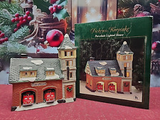 Fire Station 1994 Heartland Valley Village Heritage Dickens Owell Lighted House picture