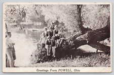 Powell, Ohio Greetings Swimming Posted 1924 White Border Postcard picture