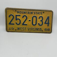 Vintage 1968 West Virginia license plate 252-034 picture