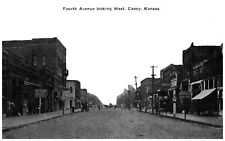 Caney Kansas Store Fronts Signs Fourth Ave Horse & Buggy Reprint Postcard #86231 picture