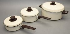 3 Vintage Mirro Aluminum Pans Pots Set Lot Of 3 MCM Plastic Handle - See Video picture