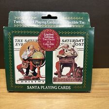 Vintage Santa Claus Christmas Playing Cards Double Deck Collectable Tin 2 Decks picture