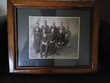 ANTIQUE FAMILY PHOTO WOOD FRAMED 16X13 PHOTO 9X7.5 IN picture