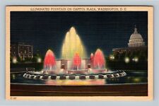 Illuminated Fountain, Capitol Plaza, Washington DC c1948 Vintage Postcard picture