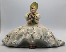 Vintage Italian Figurine- Woman In Large Floral Dress W/Bouquet Sebilin, Trevir? picture