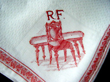 19c Antique French Linen/ cotton furniture Towel Red Stripe picture mono RF picture
