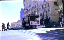 Vintage 35mm Slide c.1973 San Francisco Trolley Cable Car Market St Business Men picture